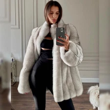 New Women Full Pelt White Real Blue Fox Fur Coat Natural Fur Jacket Stand Collar
