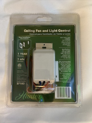 New Hunter Ceiling Fan Light Control 3-Speed Dual Slide 27182 FACTORY SEALED - Picture 2 of 2