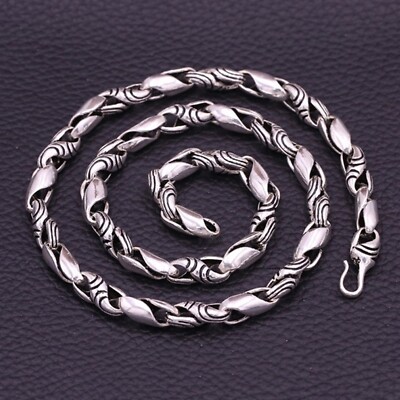 Solid 925 Sterling Silver Chain Men 7mm Twill Twist Link