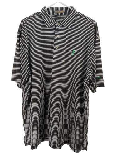 Peter Millar mens XL black and white striped Polo 