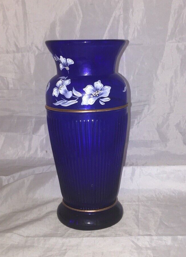 Fenton Glass Landmark Collection 9 1/2" Cobalt Blue Vase Limited Edition Signed - Picture 1 of 6