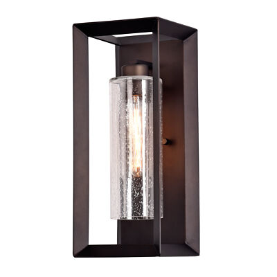 C Cattleya 1-Light Dark Bronze Outdoor Wall Lantern with Clear Seedy Glass Shade