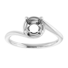 Women Engagement Semi Mount Ring Setting Round 9mm 925 Sterling Silver Zircon