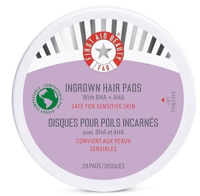 FIRST AID BEAUTY Ingrown Hair 28 Pads BHA & AHA Women Men Exfoliate Bikini Face.