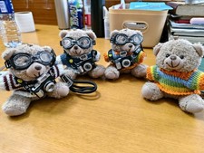 Cute Camera Teddy Bear with Glasses Plush Toy Backpack Pendant Couple Keychain