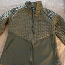 Avia Women's Full Zip Jacket Off Blue Pockets Quilted Thumb Holes Small 4-6