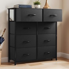 Eight-Drawer Fabric Storage Dresser in Black