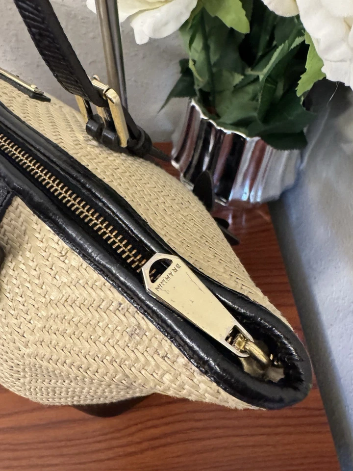 Brahmin  Straw W/ Black-Cream Shoulder Bag - Image 3 of 4