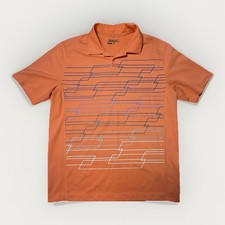 Nike Golf Tour Performance Polo Shirt Mens Large Orange Geometric Dri-fit