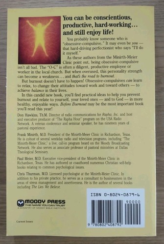 VOR DEM BURNOUT: Ausgewogenes Leben für beschäftigte Menschen - Moody Press 1990 - Taschenbuch - Bild 4 von 4