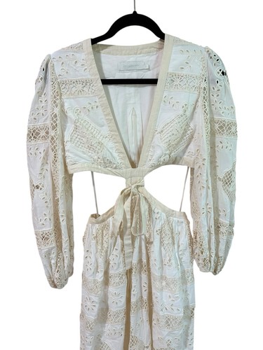 Zimmermann Maxi Dress Size 2 AU 12 / US 8 Aliane Embroidered in Ivory Pockets - Picture 8 of 17