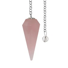 Rose Quartz Pendulum Crystal Stone, Faceted Pendulum Divination Tools, Dowsing