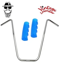 Original Lowrider 24" 22.2 D Handlebar Chrome 0214 120mm Grips Sparkle/Blue