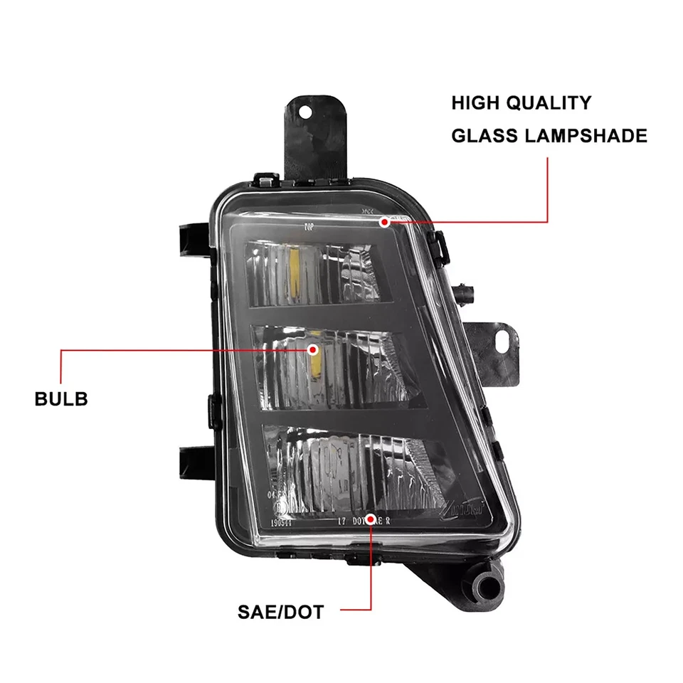 For Volkswagen Golf GTI 2014 2015 2016 2017 LED Fog Lights Bumper Lamps Pair L&R - Image 4 of 4