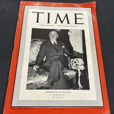 Time Magazine March 10, 1941 Ambassador Henry Haye Nice Vintage Ad's
