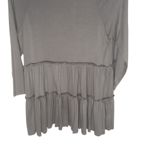 Fate + Fortune Babydoll Tunic Womens Medium Gray Tiered Ruffle Long Sleeve - Picture 3 of 12