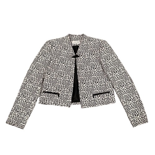 Calvin Klein Open Front Blazer Women's Size 6 Animal Print Black & White Jacket - Picture 2 of 12