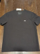 Figs Scrub Top Womens Size Small 3 Pocket Black V-Neck - Technical Collection