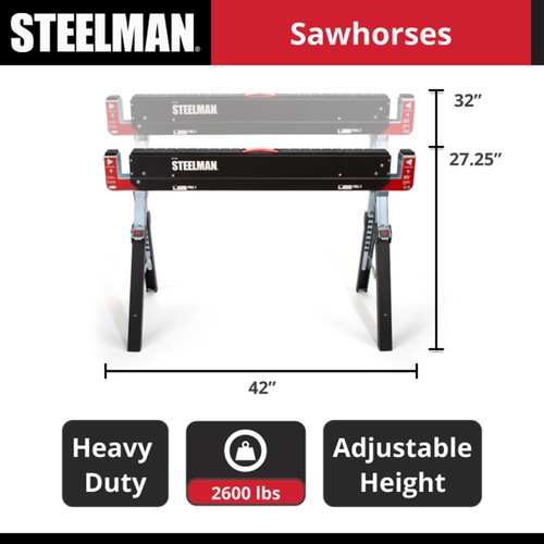 Sierra de acero plegable ajustable para banco de trabajo de metal Steelman, paquete de 2 SH-042 - Imagen 3 de 7