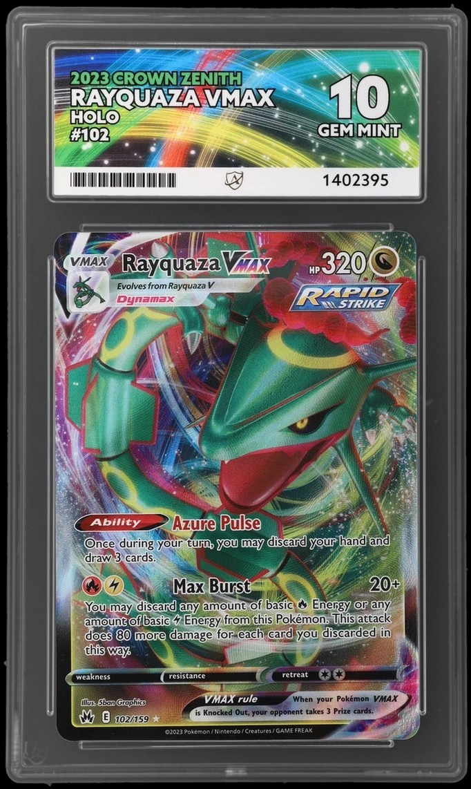 Pokémon TCG Rayquaza VMAX Crown Zenith Card 102/159 Ace Gem Mint 10