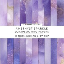 Amethyst Purple Sparkle Watercolor Scrapbook Papers: For Scrapbooking, Double Si