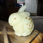 Vintage Fenton URANIUM glass bunny rabbit figure signed decorated glows