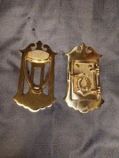 Antique 2 Piece Brass Art Deco Speakeasy Peephole Viewer Door Knocker 