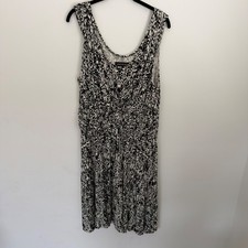 Lane Bryant Black White Abstract Print Ruched Surplice Dress Plus Size 14/16