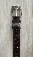 Brighton Crocodile Embossed Dark Brown Leather Belt Women  s Size Large 24709
