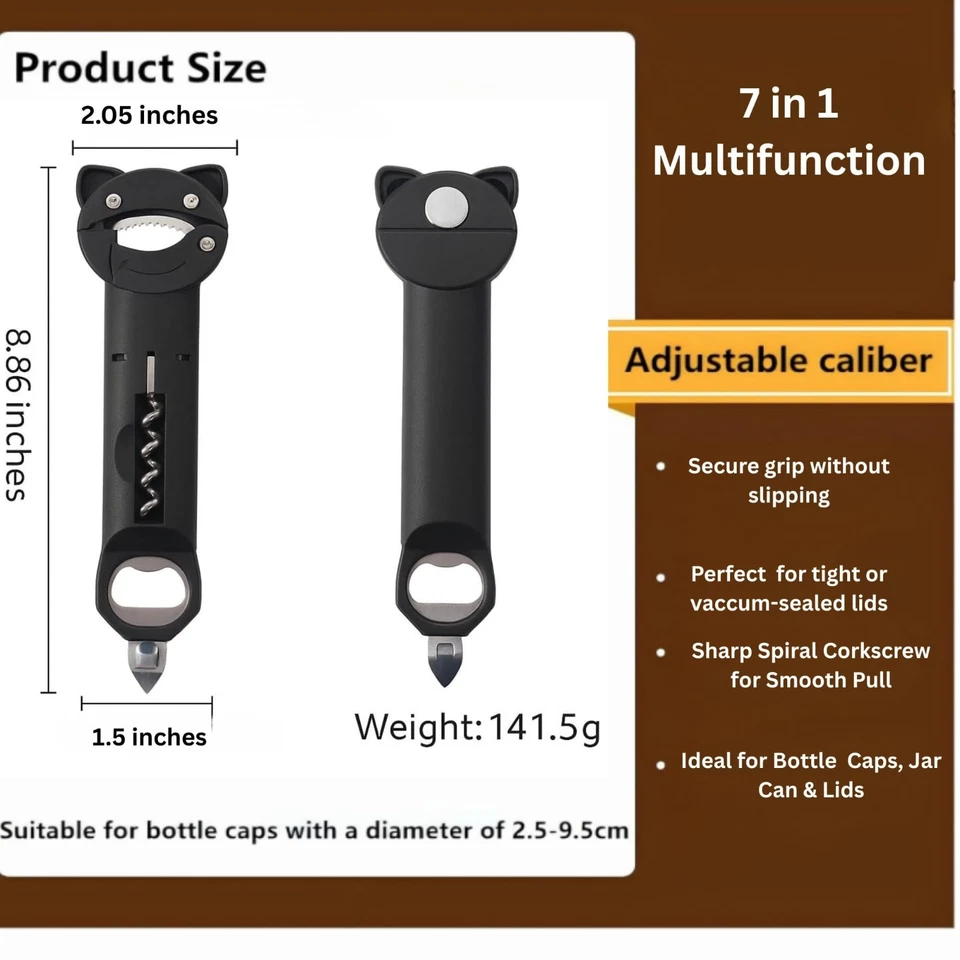 Abridor de tarros magnético retráctil multifunción y abridor de tapas de botellas para débiles Foto 3 de 4