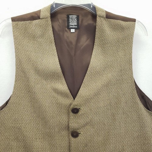 Marc Baxis Vest Mens XL Brown Tan Neiman Marcus Waistcoat Adjustable Lined - Picture 3 of 9