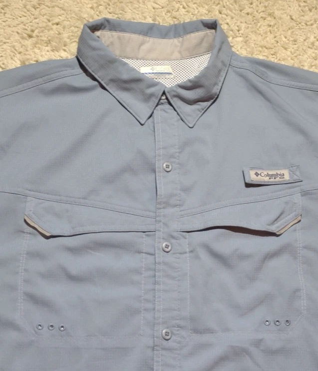 Columbia PFG Men's XL Shirt Button Down UPF 30 Vented Blue Fishing Outdoor - Image 2 of 4
