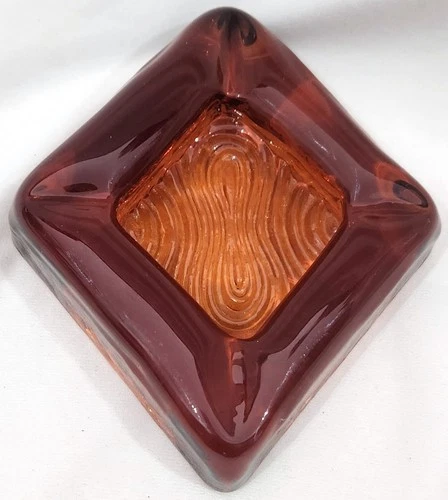 BLENKO HONEY ASHTRAY 665C diamond-shaped amber glass Mid Century MCM VTG 1960s
