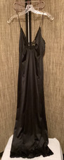 Vintage Vanity Fair Full Length Black Nylon Lace Nightgown Sz 34/6/S