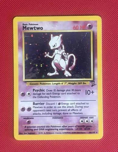 Pokémon Mewtwo 10/102 Base Set 2 Holo Rare 1999 Wizards Basic 60 HP Psychic