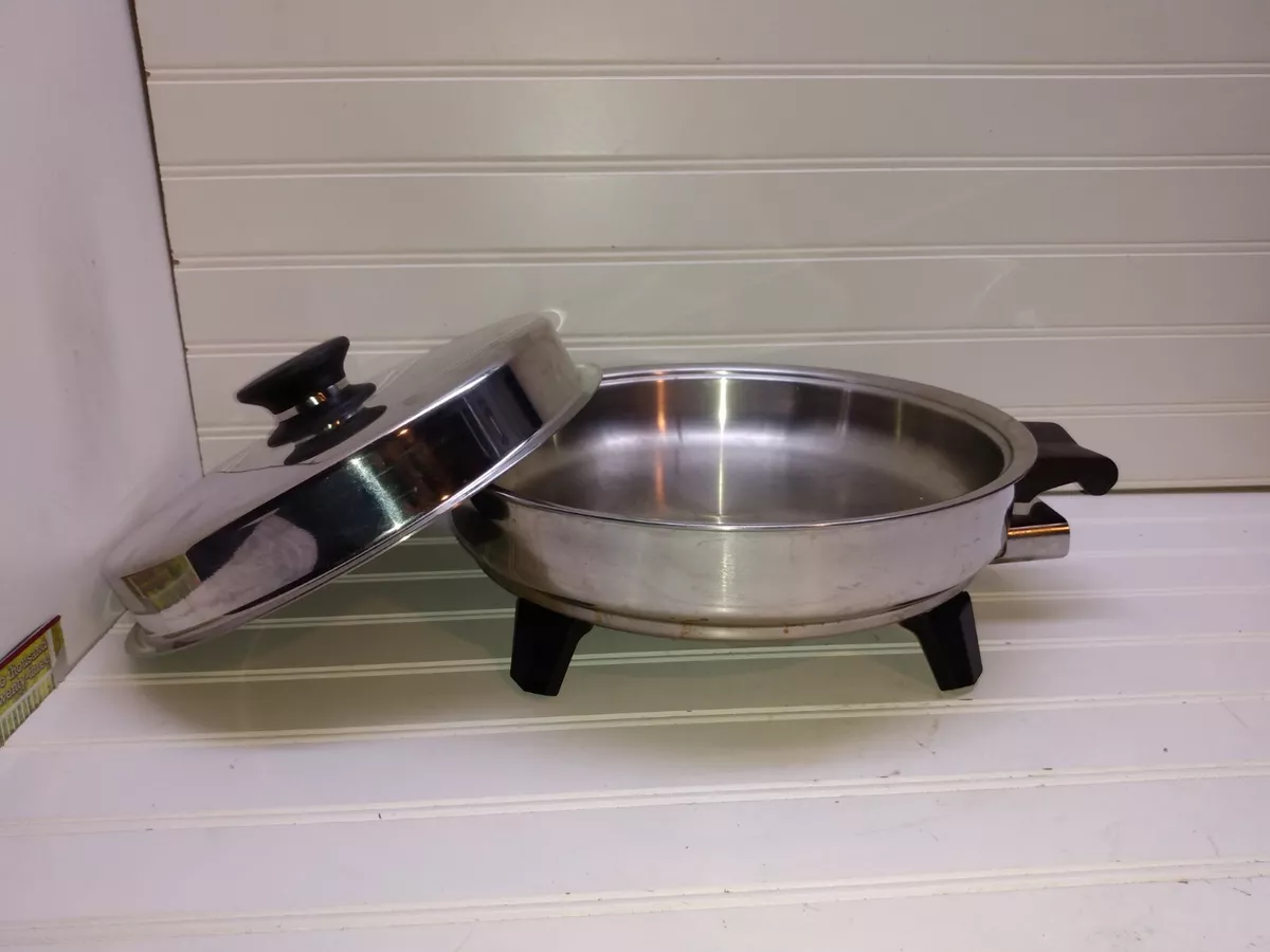 Rena Ware West Bend 11 Electric Skillet Stainless Liquid Core Saute Fry  Pan Lid