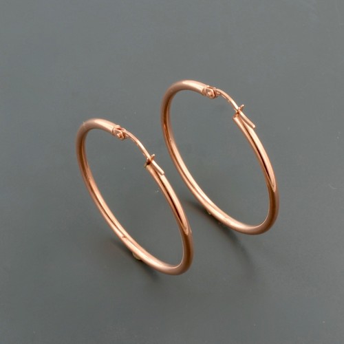 10K ROSE GOLD 2X30MM HIGH POLISHED HOOP EARRINGS 