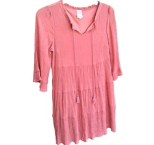 Naif By Anthropology Boho Tiered Dress Sz Large Flared Sleeves Tassels Comfy