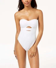 Kenneth Cole Off The Grid Cutout One-Piece Swimsuit White XL NEW! $117