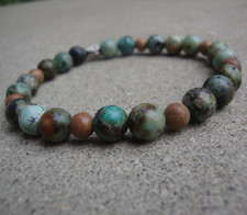 Men's African Turquoise Beaded Stretch Bracelet 8mm Stack-able Bracelets