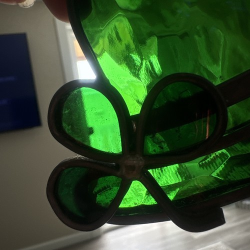 STAINED GLASS IRISH HAT CLOVER TIFFANY STAINED GLASS - Picture 7 of 7
