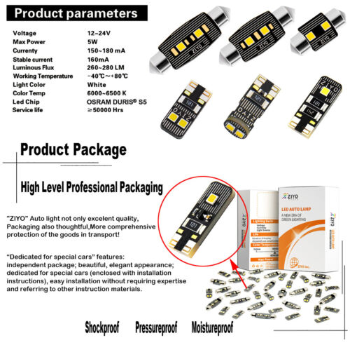 LED Light Bulbs Interior Light Kit Xenon White for 2009-2018 KIA Forte Cerato K3 - Picture 8 of 9