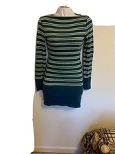 Free People Women’s Sweater Dress Green/Yellow Color Long Sleeve 100%-Cotton