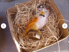 New Dresden Paper Dapper Owl on Stump w Top Hat Halloween Ornament Decoration