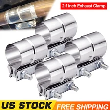 4x 2.5" Lap Joint Exhaust Band Clamp Muffler Sleeve Coupler T304 Stainless Steel