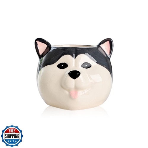 DIYOMR Cute Pet Dog Ceramic Planter Small Succulent Pot Cartoon Shaped Plant