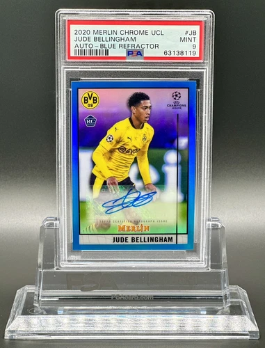 Topps Merlin Chrome 2020-21 Jude Bellingham Rookie Auto /75 Blue Wave PSA 9 MINT
