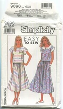 SIMPLICITY 9096 MISSES' 2-PIECE DRESS W/ VARITATIONS SZ 6 & 8 UNCUT 1989