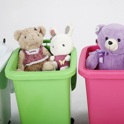 Au 32/ 60L PLASTIC WHEELIE STORAGE BINS KIDS TOY STORAGE BIN - Picture 3 of 11
