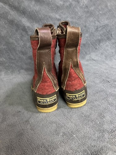 VINTAGE LL Bean Wool Boots Womens 6 Red Lace Up Unlined Rain Duck MADE IN USA - Picture 6 of 17